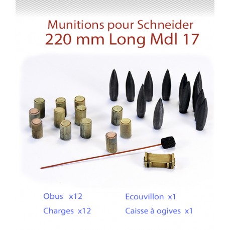 Munitions pour canon 220mm Long Schneider Mle 17