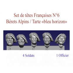 Set of French heads N°6 Bérets Alpins / Tarte "bleu horizon"