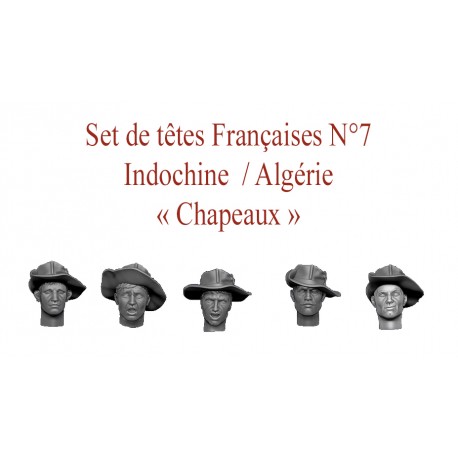 Set de têtes Françaises N°7 - Indochine / Algérie "Chapeaux"
