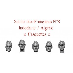 Set of French heads N°8 - Indochine / Algérie "Casquettes"
