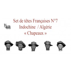 Set of French heads N°7 -  Indochine / Algérie "Chapeaux"