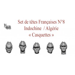 Set of French heads N°8 - Indochine / Algérie "Casquettes"