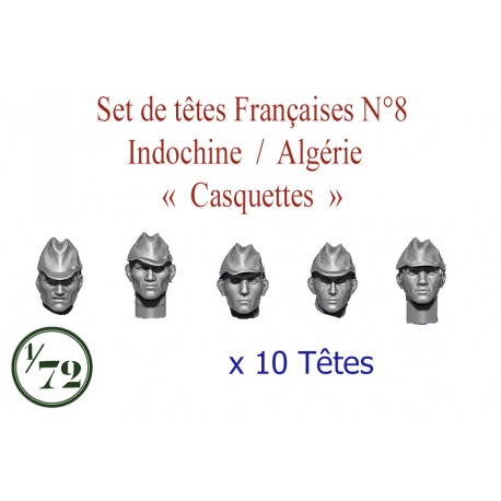 Set of French heads N°8 - Indochine / Algérie "Casquettes"