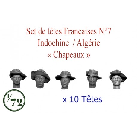 Set of French heads N°7 -  Indochine / Algérie "Chapeaux"