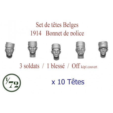 Set of Belgian heads 1914 Police cap