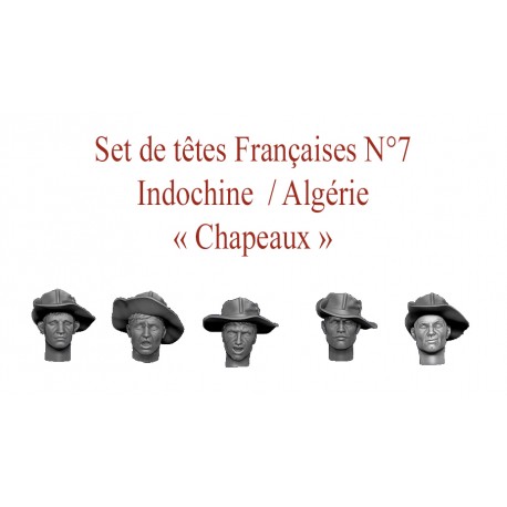 Set of French heads N°7 -  Indochine / Algérie "Chapeaux"