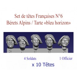 Set of French heads N°6 Bérets Alpins / Tarte "bleu horizon"